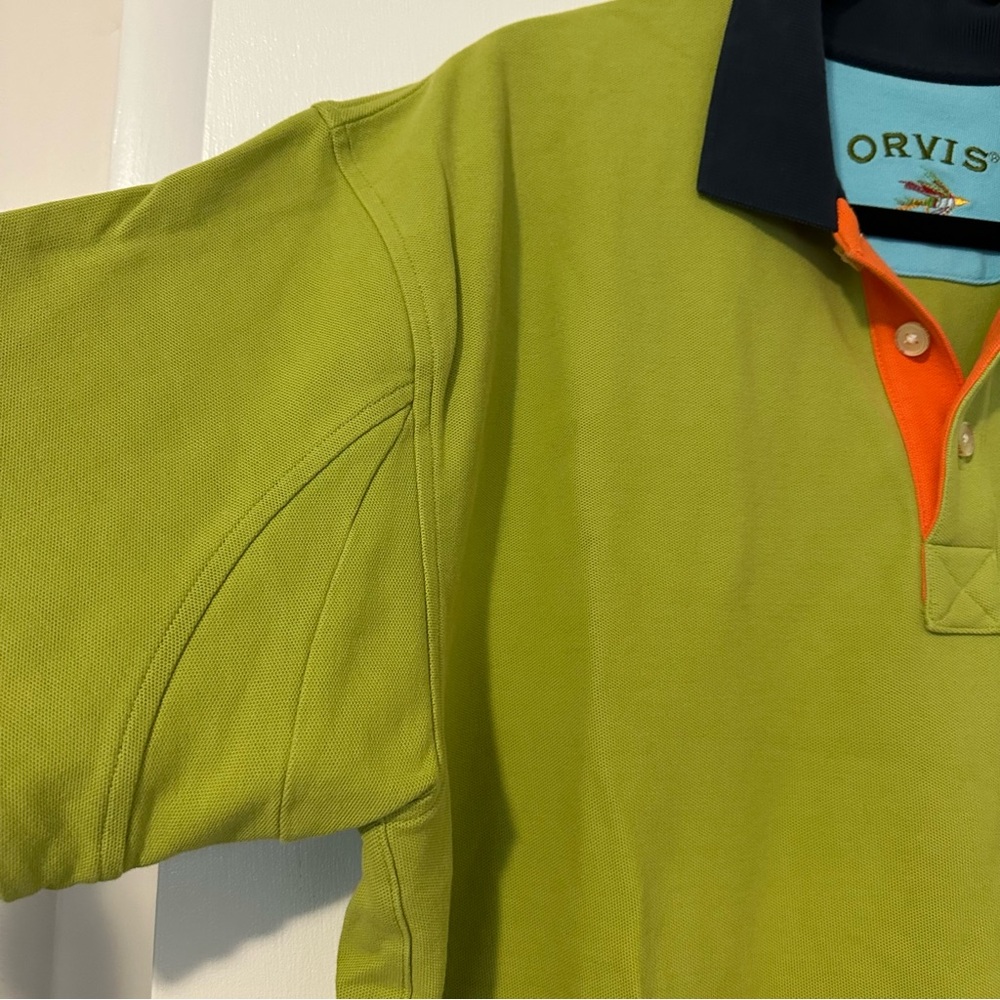 Orvis Short Sleeve Polo Shirt Mens Large Green Cotton - Picture 3 of 7